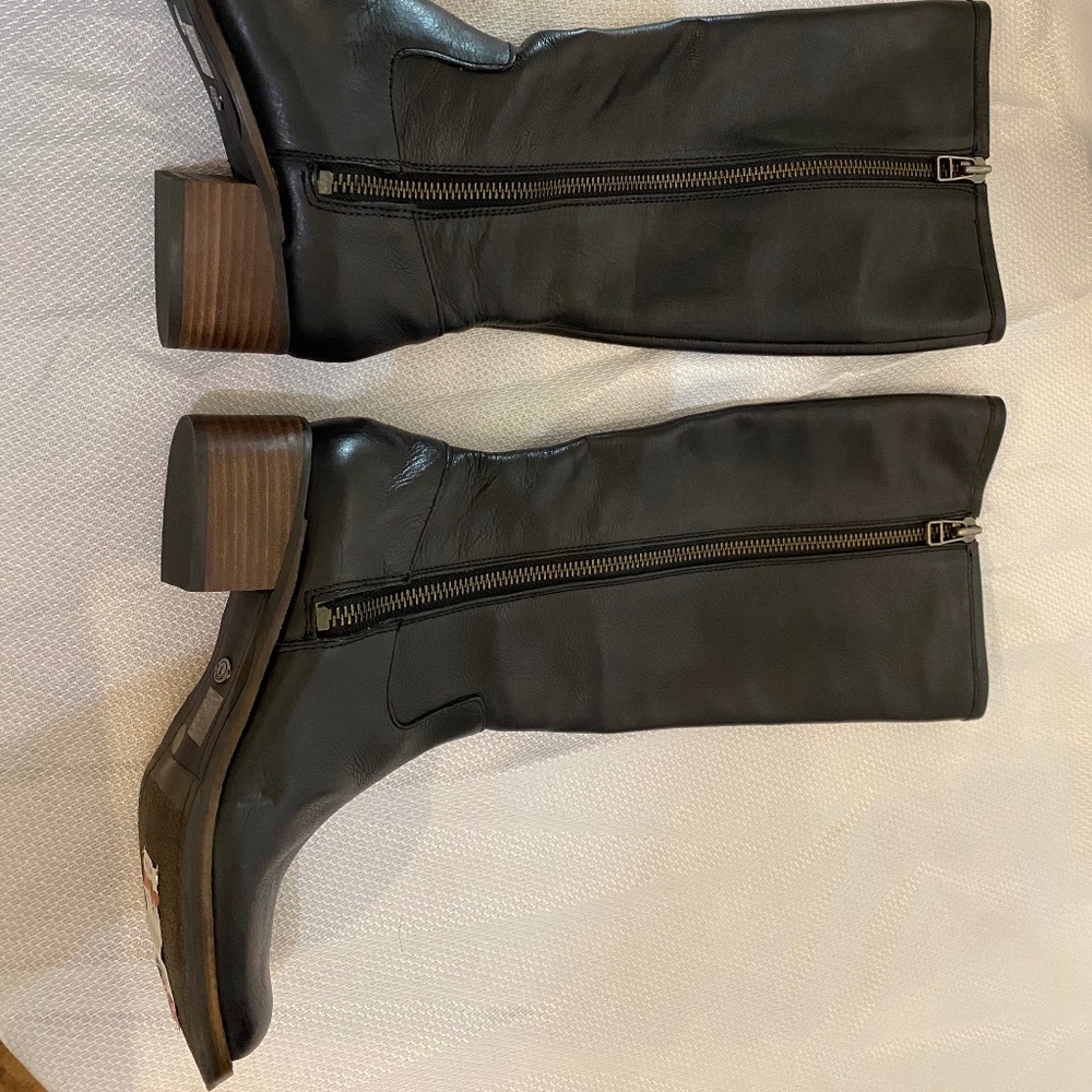 Lucky Brand Black Leather Knee High Boots Women’s size 8.5 NIB